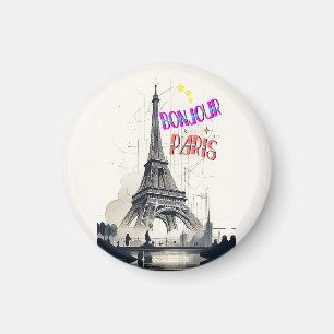 Aimant Bonjour Colorful Paris