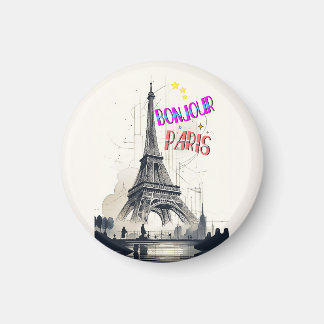 Aimant Bonjour Colorful Paris