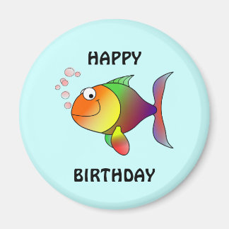 Aimant BONJOUR D'ANNIVERSAIRE, poisson de dessin animé co