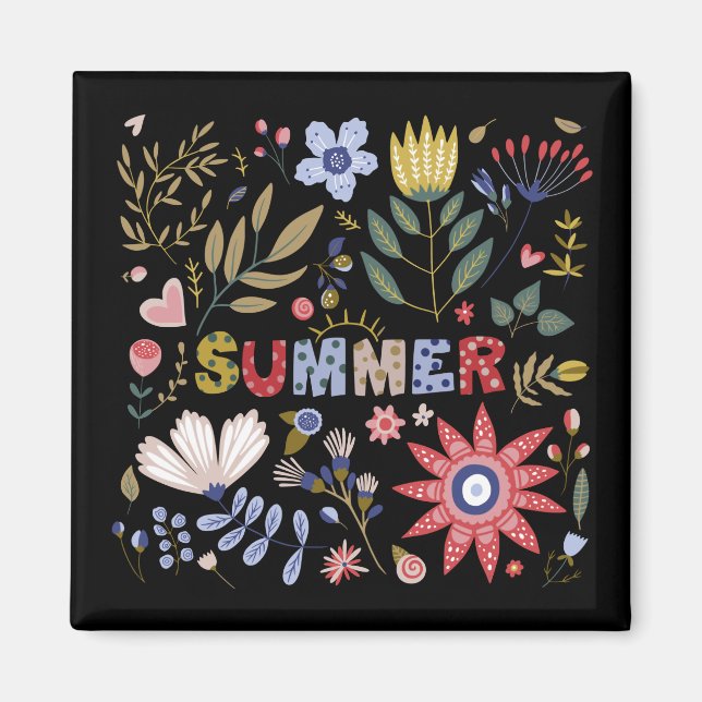 Aimant Bonjour École, Bonjour Été Et Fleurs Bébé (Devant)