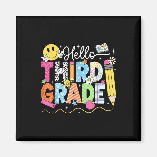 Aimant Bonjour Équipe de 3e année 3e année Retour à l'éco (Devant)