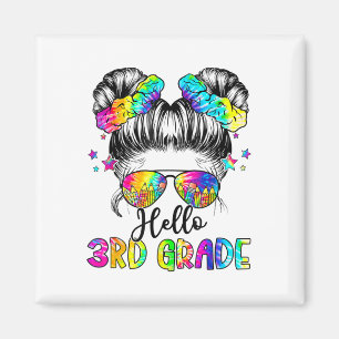 Aimant Bonjour Fille de 3e année Chignon Cheveux Décoiffé