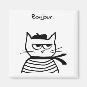 Aimant Bonjour French Cat Funny