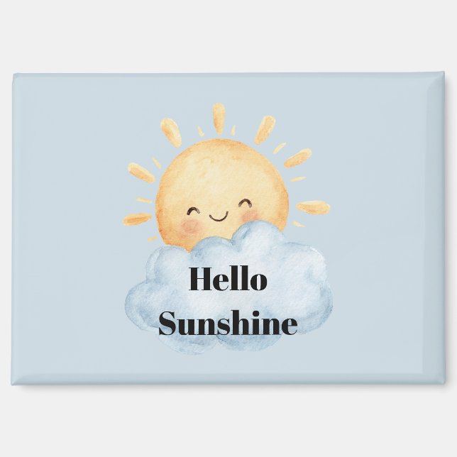 Aimant Bonjour Jaune de Soleil Nuage de Soleil Heureux   (Recto)