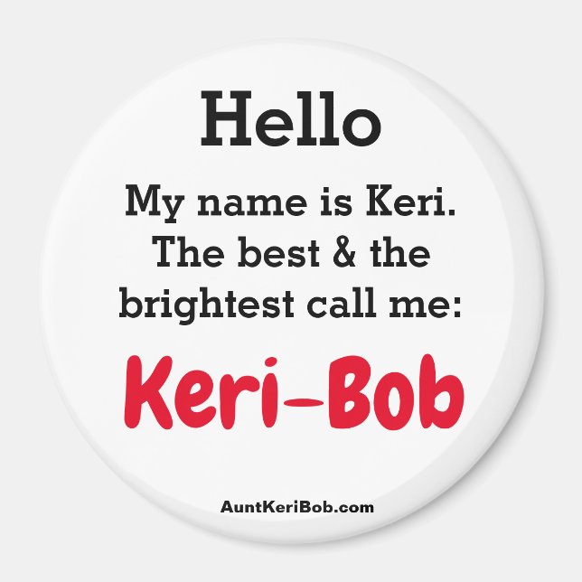 Aimant Bonjour, je m'appelle Keri (Devant)