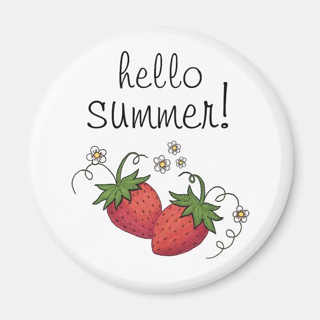 Aimant "Bonjour l'été" à la fraise (Devant)
