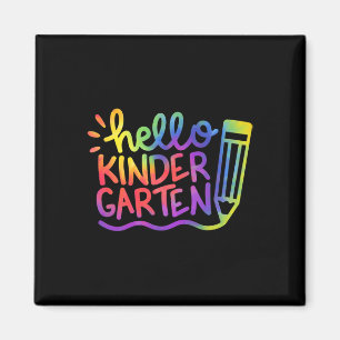 Aimant Bonjour professeur de maternelle Tie Dye Bienvenue