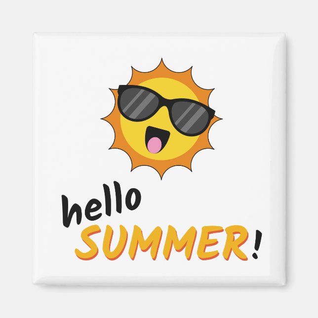 Aimant Bonjour Summer Sun avec lunettes de soleil (Devant)