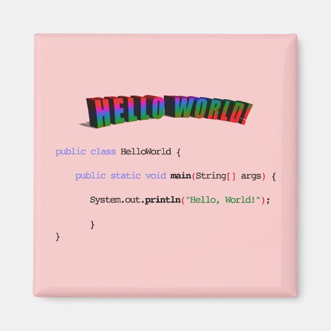 Aimant Bonjour World geek saluant Java (Devant)