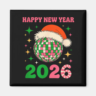 Aimant Bonne Année 2026-2026 - Boule à facettes