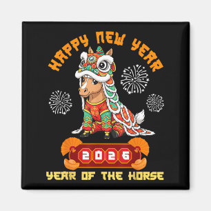 Aimant Bonne Année 2026 Année du Cheval Célébration Lunai