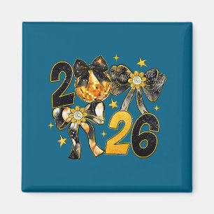 Aimant Bonne année 2026 Boule disco Coquette Nœud Nouvel 