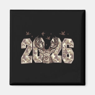 Aimant Bonne année 2026 Cerf Buck Chasse Camo Camouflage