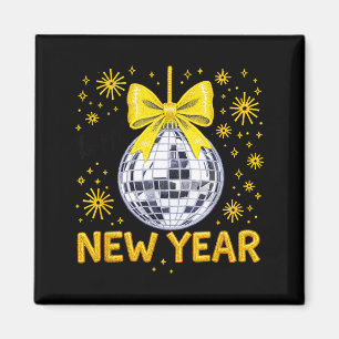 Aimant Bonne année 2026 Disco Ball Doré Nouvel An
