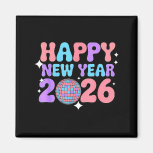 Aimant Bonne année 2026 disco groovy mignonne 