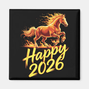 Aimant Bonne année 2026 du cheval Nouvel An du zodiaque c