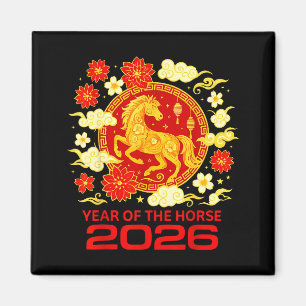Aimant Bonne année 2026 Nouvel An chinois Cheval Zodiaque