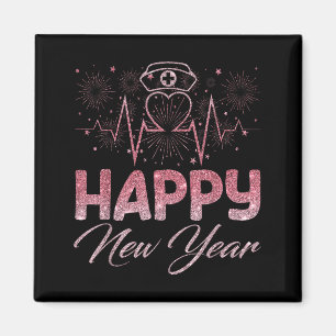 Aimant Bonne année au personnel infirmier Battement de cœ