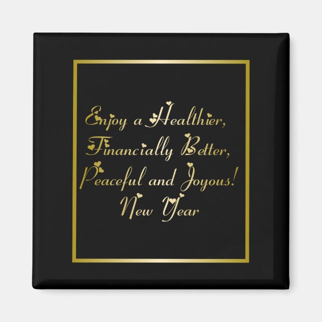 Aimant Bonne année avec les coeurs (Devant)