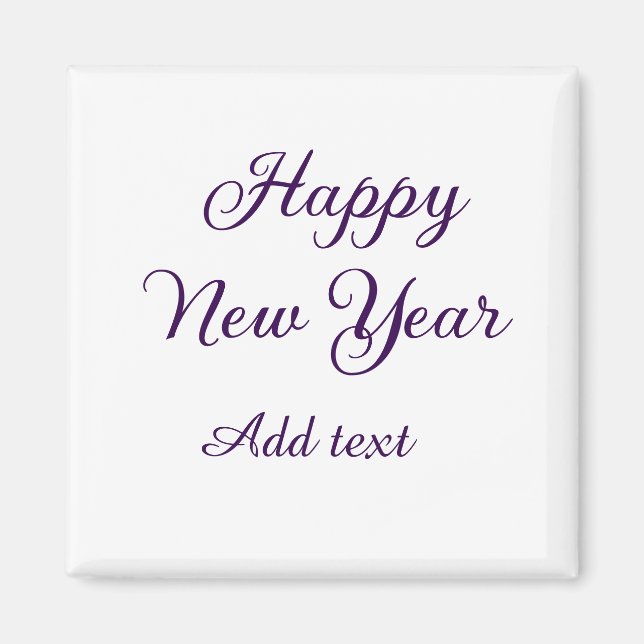 Aimant Bonne année calligraphie violette simple minimale  (Devant)