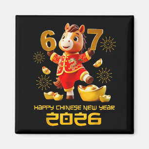 Aimant Bonne année chinoise 2026 Cheval drôle 6 7 Mème 6