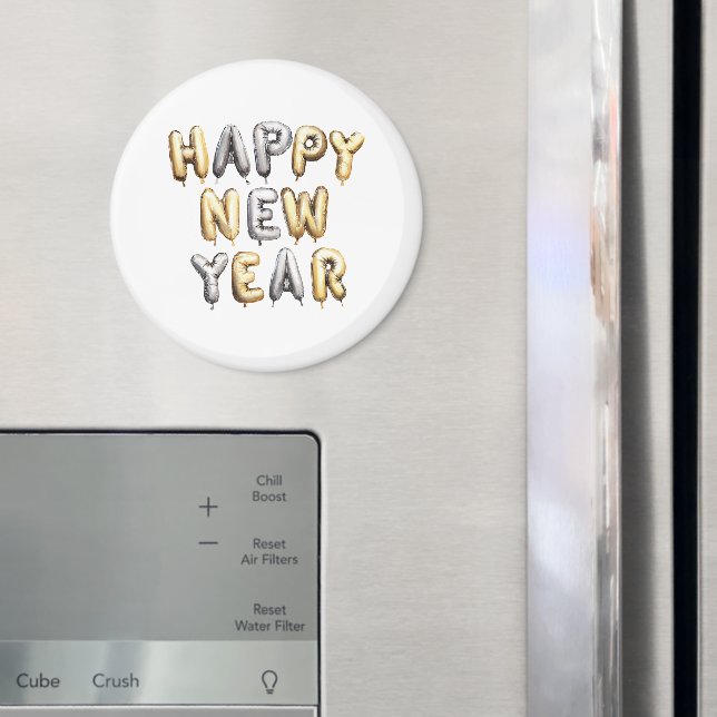 Aimant Bonne année Gris Or (In situ (réfrigérateur))