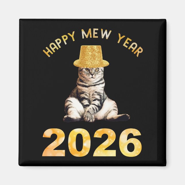 Aimant Bonne année Miaou 2026 (Devant)
