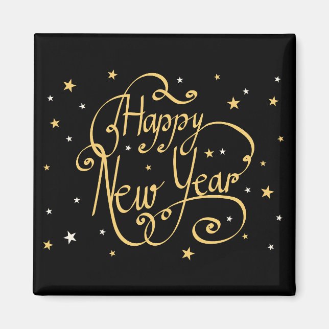 Aimant Bonne année noir et or (Devant)