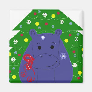 Aimant Bonne conception hippo de Noël