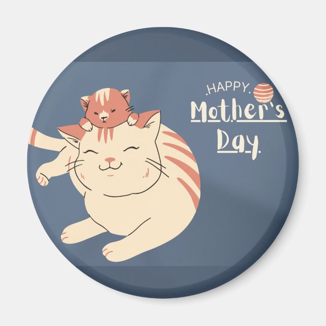 Aimant Bonne fête des mères mignonne chat et chaton (Devant)