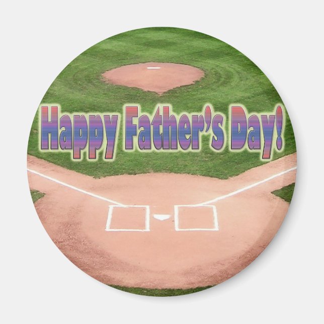 Aimant Bonne Fête des pères de baseball (Devant)