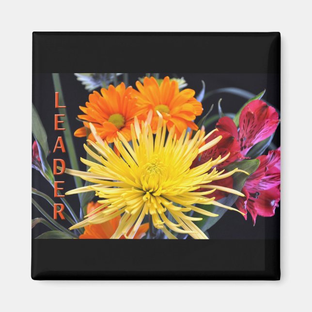 Aimant Bonne Fleurs Boss Anniversaire (Devant)