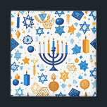 Aimant Bonne Hanoukka<br><div class="desc">Joyeux Hanoukka,  coloré bleu et motif or.</div>