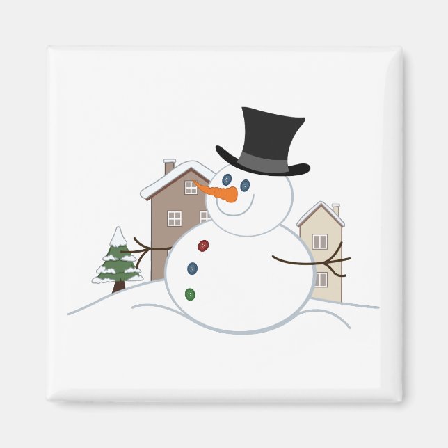 Aimant Bonne illustration de Noël Snowman (Devant)