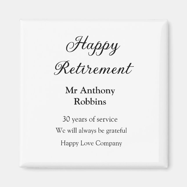 Aimant Bonne retraite ajouter le nom années de service à  (Devant)