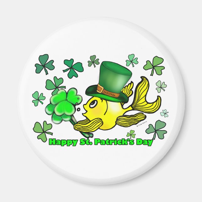 Aimant Bonne St. Patrick's Day Goldfish Green Shamrocks (Devant)