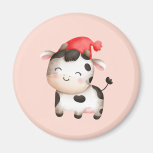 Aimant Bonne vache dans un Casquette rouge mignon