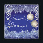 Aimant Bonnes Fêtes Noël Parties scintillant Noël<br><div class="desc">Doté d'un assortiment merveilleux de décorations de Noël,  de branches de mousseux et d'arbres argentés avec un texte saisonnier personnalisé qui est entièrement personnalisable. N'hésitez pas à modifier le texte,  la police,  la taille,  la couleur et le placement pour une meilleure expérience.</div>