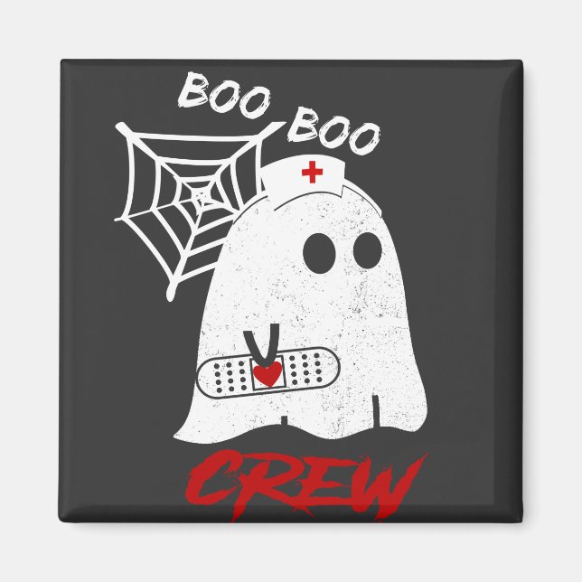 Aimant BOO boo infirmière équipage tee, drôle halloween i (Devant)