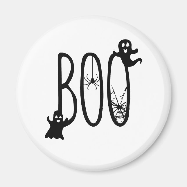 Aimant BOO Halloween, Fantômes effrayants et Toile (Devant)