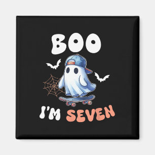 Aimant Boo I'm Seven Ghost Skateboard 7th Birthday Hallow