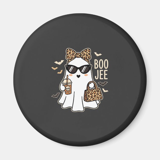 Aimant Boo Jee Cute Ghost Halloween Leopard Design_1 (Devant)