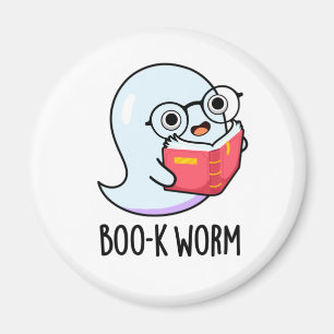 Aimant Boo-k Worm Funny Halloween Bookworm Ghost Pun