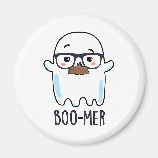 Aimant Boo-mer Funny Moyenne Age Ghost Pun (Devant)