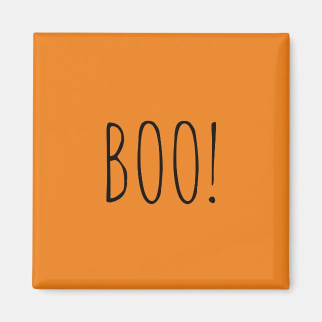 Aimant Boo orange simple typographie drôle mignon Hallowe (Devant)