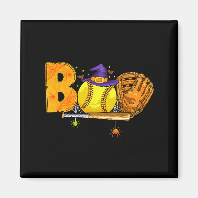 Aimant Boo Softball Player Catcher Tcher Funny Halloween  (Devant)