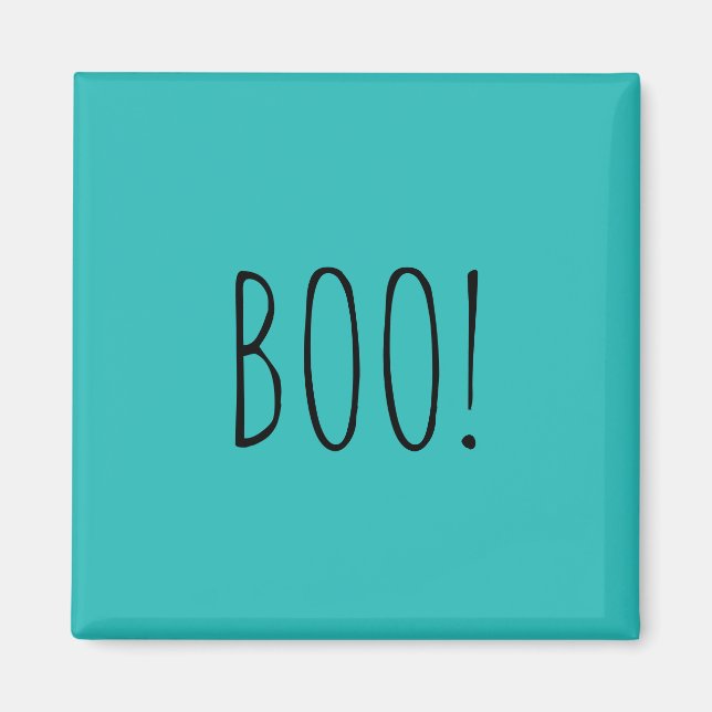Aimant Boo turquoise simple typographie drôle mignon Hall (Devant)