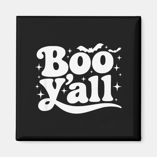 Aimant Boo Y'all Southern Retro Halloween Quote Saying Ba (Devant)