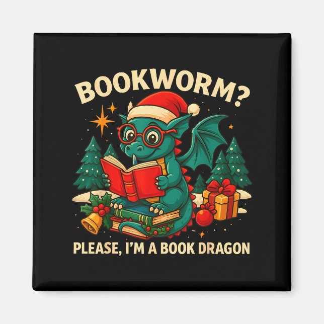Aimant Book Dragon Christmas Reading Gift For Fantasy Lov (Devant)