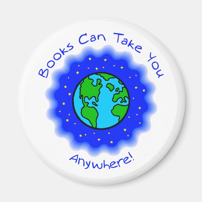 Aimant Books Can Take You Magnets, 2 formes, 4 tailles (Devant)